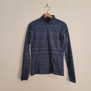 Marmot Quarter Zip Aztec Print Blue Fleece Pullover Womens